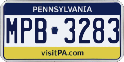 PA license plate MPB3283