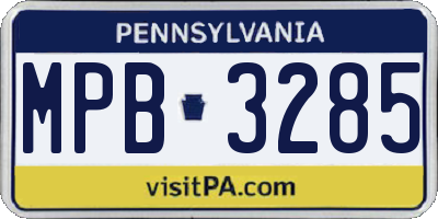 PA license plate MPB3285