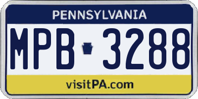 PA license plate MPB3288