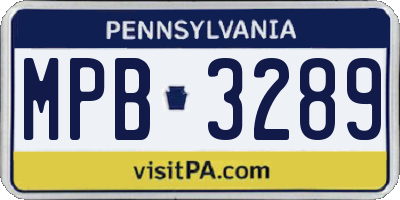 PA license plate MPB3289