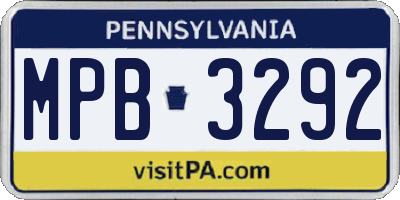 PA license plate MPB3292