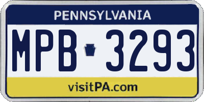 PA license plate MPB3293