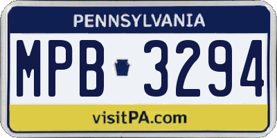 PA license plate MPB3294