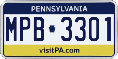 PA license plate MPB3301