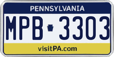 PA license plate MPB3303