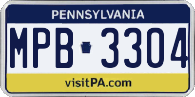 PA license plate MPB3304