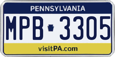 PA license plate MPB3305