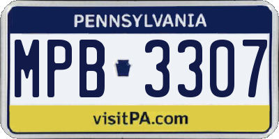 PA license plate MPB3307