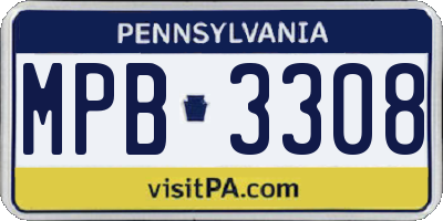 PA license plate MPB3308