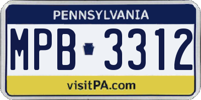 PA license plate MPB3312