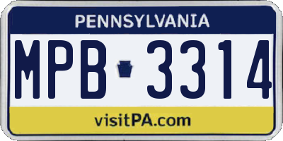 PA license plate MPB3314