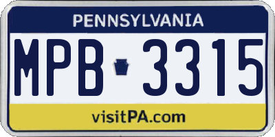 PA license plate MPB3315