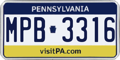 PA license plate MPB3316
