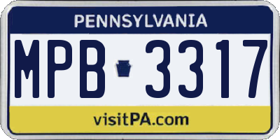 PA license plate MPB3317