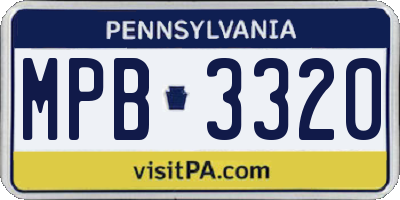 PA license plate MPB3320