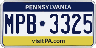 PA license plate MPB3325