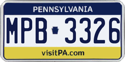 PA license plate MPB3326