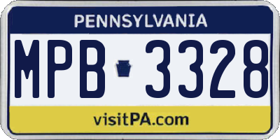 PA license plate MPB3328