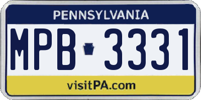 PA license plate MPB3331