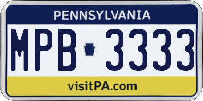 PA license plate MPB3333