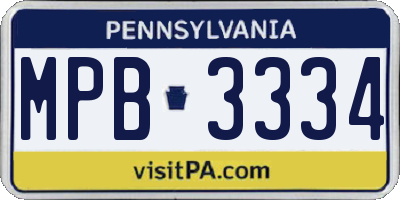 PA license plate MPB3334