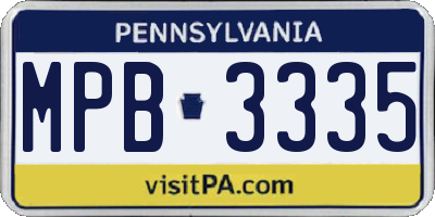 PA license plate MPB3335