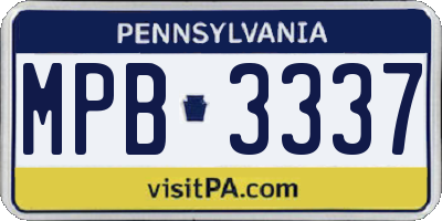 PA license plate MPB3337