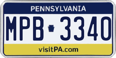 PA license plate MPB3340