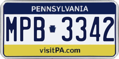 PA license plate MPB3342