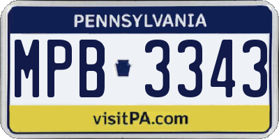 PA license plate MPB3343
