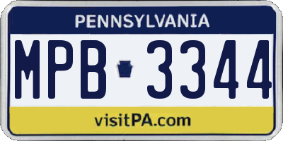 PA license plate MPB3344