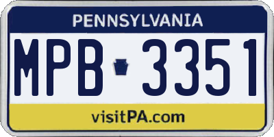 PA license plate MPB3351