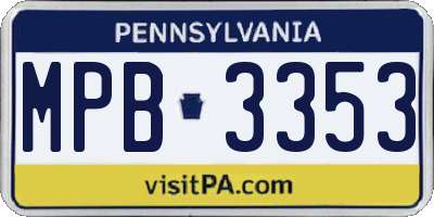 PA license plate MPB3353