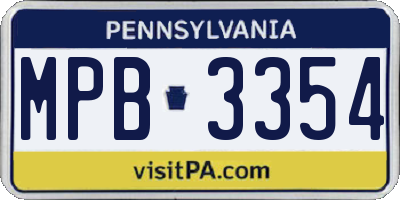 PA license plate MPB3354