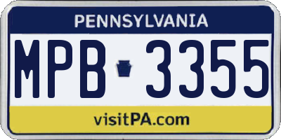 PA license plate MPB3355