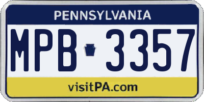PA license plate MPB3357