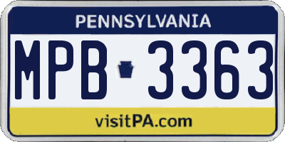 PA license plate MPB3363