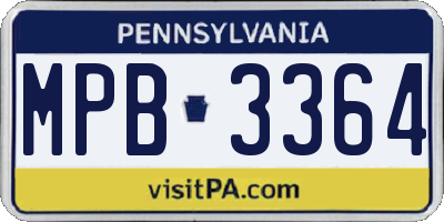 PA license plate MPB3364