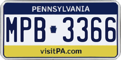 PA license plate MPB3366