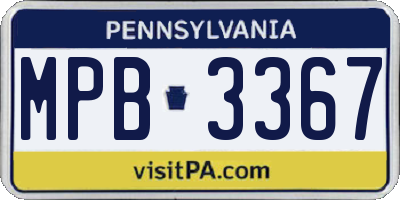PA license plate MPB3367