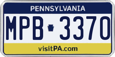 PA license plate MPB3370