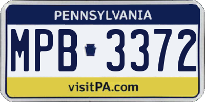 PA license plate MPB3372