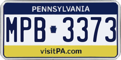 PA license plate MPB3373