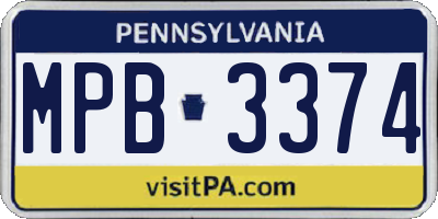 PA license plate MPB3374