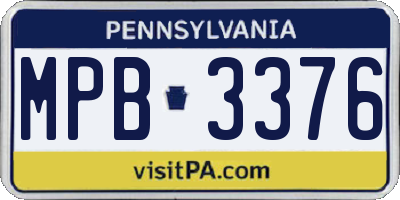 PA license plate MPB3376