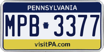 PA license plate MPB3377