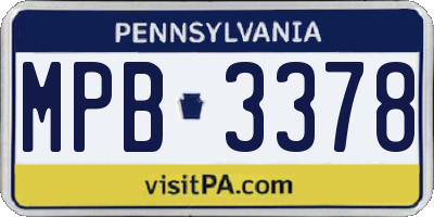 PA license plate MPB3378