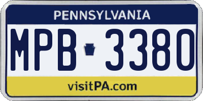 PA license plate MPB3380