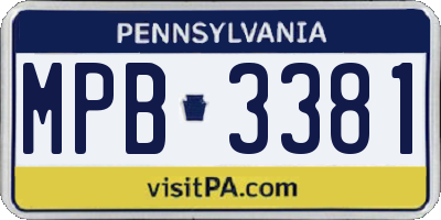 PA license plate MPB3381