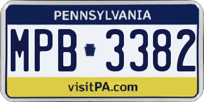 PA license plate MPB3382